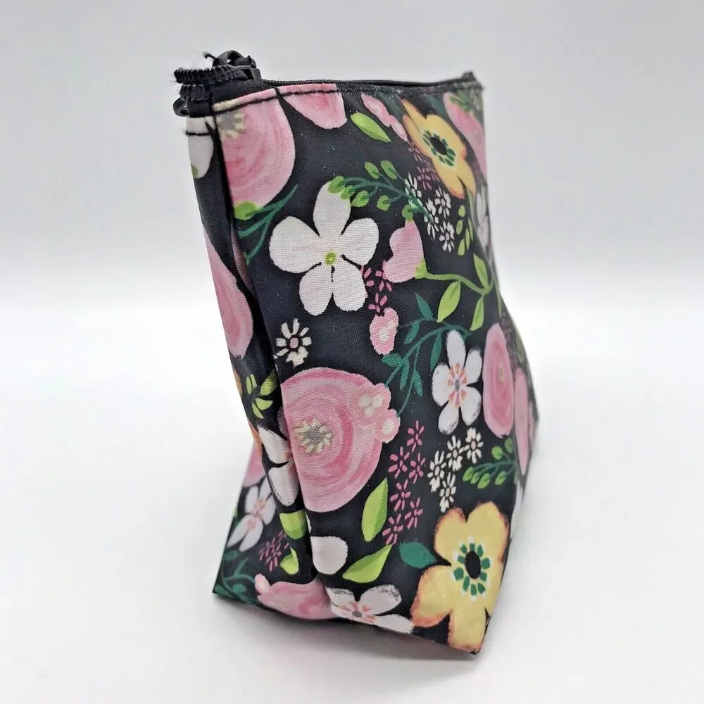 Sassy+Chic Black Floral Makeup Cosmetic Travel Bag Glam Zipper Pouch 5.5 X 6.5